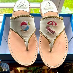 NIB Jack Rogers Beach Theme Leather Sandal - women’s Size 11
